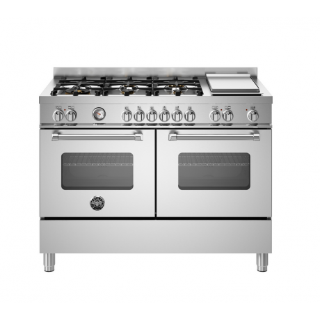BERTAZZONI MAS126G2EXT Κουζίνα Ηλεκτική με Εστίες Αερίου και grill Teppanyaki 120cm Inox
